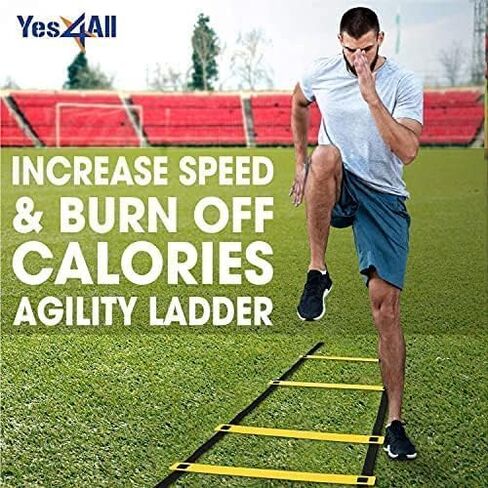 Yes4All 8-12 - 20 Rungs Agility Ladder Speed Training Equipment - Speed Ladder for Kids and Adults with Carrying Bag in Saudi Arabia