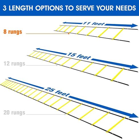 Yes4All 8-12 - 20 Rungs Agility Ladder Speed Training Equipment - Speed Ladder for Kids and Adults with Carrying Bag in Kuwait