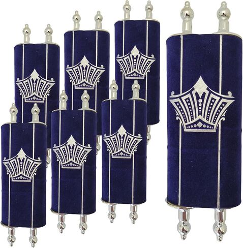 Zion Judaica Complete Small Sefer Torah Scroll 8" Full Five Books of Moses Tora Scripture with Vowels Trop Simchat Tohrah All Old Testaments Judaica Gift for Bar/Bat Mitzvah Mini Tora Reading Practice in Kuwait
