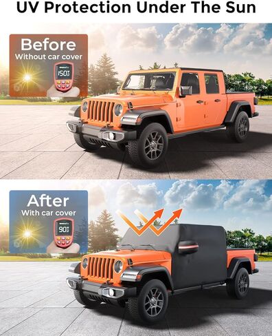غطاء كابينة مقاوم للماء متوافق مع غطاء السيارة Gladiator JT 2020-2022 2023، غطاء المطر QMPARTS Oxford غطاء لجميع الأحوال الجوية يناسب JT غطاء تلقائي مقاوم للرياح والغبار ومقاوم للخدش in Kuwait