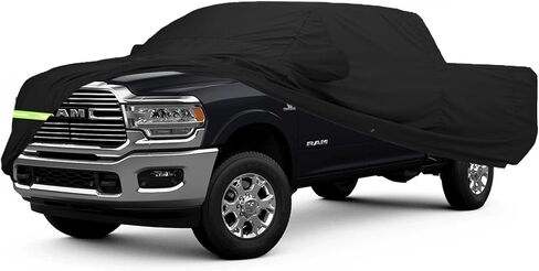 Waterproof Car Covers for Dodge Ram 1500 1998-2022 Crew Cab 5.5 ft Short Bed Truck Car Covers 190T Fit 100% Waterproof Windproof Strap & Double Door Zipper Up to 232" L (Black-1500 5.5ft) in Saudi Arabia