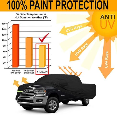 Waterproof Car Covers for Dodge Ram 1500 1998-2022 Crew Cab 5.5 ft Short Bed Truck Car Covers 190T Fit 100% Waterproof Windproof Strap & Double Door Zipper Up to 232" L (Black-1500 5.5ft) in Saudi Arabia