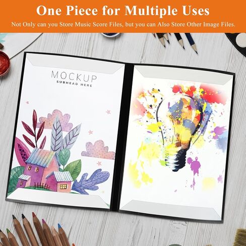 مجلد أوراق الموسيقى من AUAUY، حقيبة حامل المستندات المخزنة بحجم 60 صفحة مقاس A4 مع حزمة واحدة من الملاحظات اللاصقة، مقاومة للماء، أوراق فضفاضة شفافة، مجلد كورالي بلاستيكي فارغ للحفلات الموسيقية والفرقة in Kuwait