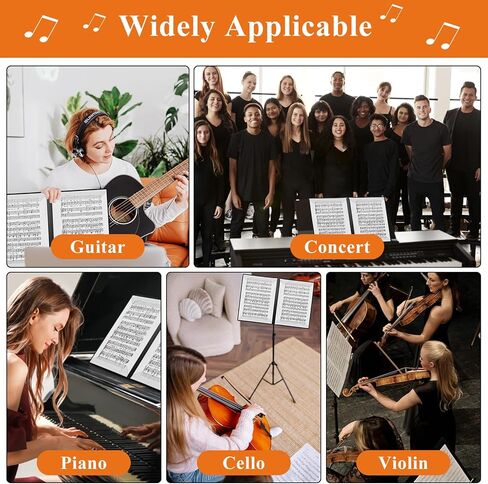 مجلد أوراق الموسيقى من AUAUY، حقيبة حامل المستندات المخزنة بحجم 60 صفحة مقاس A4 مع حزمة واحدة من الملاحظات اللاصقة، مقاومة للماء، أوراق فضفاضة شفافة، مجلد كورالي بلاستيكي فارغ للحفلات الموسيقية والفرقة in Kuwait
