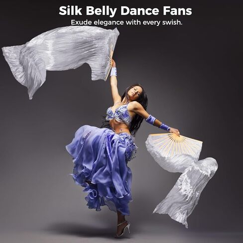 زوج واحد من مراوح الرقص الشرقي من الحرير الحقيقي مقاس 59 بوصة، مراوح الرقص الشرقي للنساء، حجاب طويل للمروحة مع أضلاع الخيزران، حجاب طويل لمروحة الخيزران مصنوع يدويًا للرقص الشرقي in Kuwait