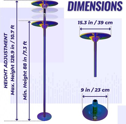 Portable Pole for Home - Dance Pole Spinning & Static for Professional Performances - Adjustable Height 7-10.7 ft - Included Carry Bag, Resistance Bands, Microfiber Towel and Light in Saudi Arabia