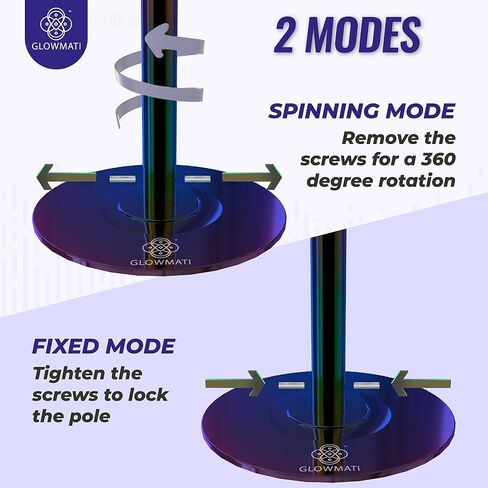 Portable Pole for Home - Dance Pole Spinning & Static for Professional Performances - Adjustable Height 7-10.7 ft - Included Carry Bag, Resistance Bands, Microfiber Towel and Light in Saudi Arabia