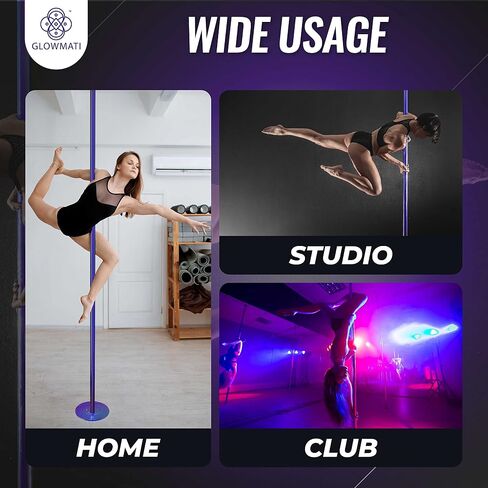 Portable Pole for Home - Dance Pole Spinning & Static for Professional Performances - Adjustable Height 7-10.7 ft - Included Carry Bag, Resistance Bands, Microfiber Towel and Light in Saudi Arabia