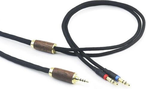 كابل NewFantasia 2.5 مم Trrs المتوازن متوافق مع Hifiman Sundara، Ananda، Arya، HE400SE، HE4XX، Edition XS Headphone (إصدار 2 × 3.5 مم) سلك 6N OCC نحاسي مطلي بالفضة من خشب الجوز بطول 6.7 قدم in Saudi Arabia