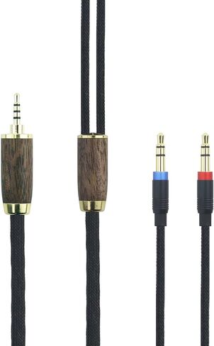 كابل NewFantasia 2.5 مم Trrs المتوازن متوافق مع Hifiman Sundara، Ananda، Arya، HE400SE، HE4XX، Edition XS Headphone (إصدار 2 × 3.5 مم) سلك 6N OCC نحاسي مطلي بالفضة من خشب الجوز بطول 6.7 قدم in Saudi Arabia