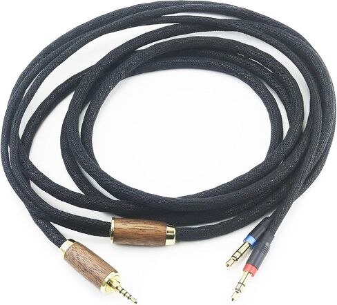كابل NewFantasia 2.5 مم Trrs المتوازن متوافق مع Hifiman Sundara، Ananda، Arya، HE400SE، HE4XX، Edition XS Headphone (إصدار 2 × 3.5 مم) سلك 6N OCC نحاسي مطلي بالفضة من خشب الجوز بطول 6.7 قدم in Saudi Arabia
