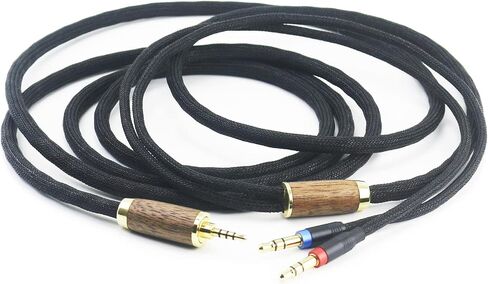 كابل NewFantasia 2.5 مم Trrs المتوازن متوافق مع Hifiman Sundara، Ananda، Arya، HE400SE، HE4XX، Edition XS Headphone (إصدار 2 × 3.5 مم) سلك 6N OCC نحاسي مطلي بالفضة من خشب الجوز بطول 6.7 قدم in Saudi Arabia