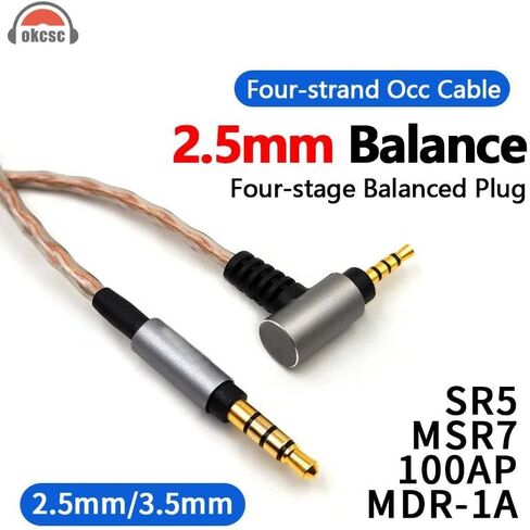كابل استبدال صوت 3.5 مم إلى 4.4 مم متوازن لسماعات MDR 6N كابل ترقية نحاس أحادي البلورية متوافق مع سماعات MDR-1000XM3/MDR-ZX770BN/MDR-H800/ATH-MSR7 إلى جهاز مشغل 4.4 مم in Saudi Arabia
