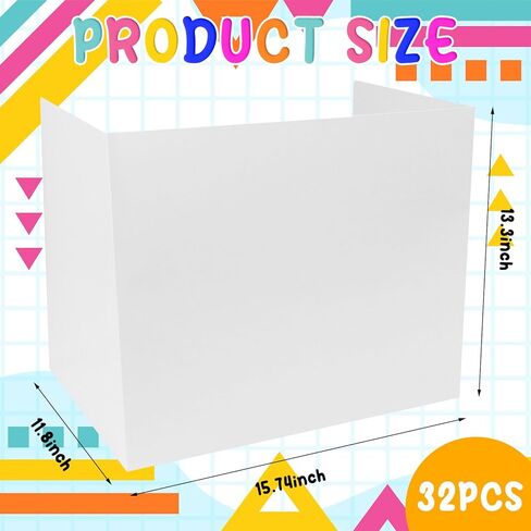 32 Pcs Privacy Boards for Student Desks Paper White Blank Classroom Desk Divider Trifold Table Desk Privacy Panel Testing Boards Privacy Folders Screen Partition for School Teacher Student Home in Kuwait