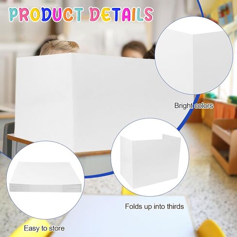 32 Pcs Privacy Boards for Student Desks Paper White Blank Classroom Desk Divider Trifold Table Desk Privacy Panel Testing Boards Privacy Folders Screen Partition for School Teacher Student Home in Kuwait