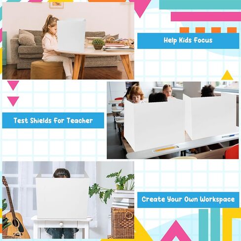 32 Pcs Privacy Boards for Student Desks Paper White Blank Classroom Desk Divider Trifold Table Desk Privacy Panel Testing Boards Privacy Folders Screen Partition for School Teacher Student Home in Kuwait