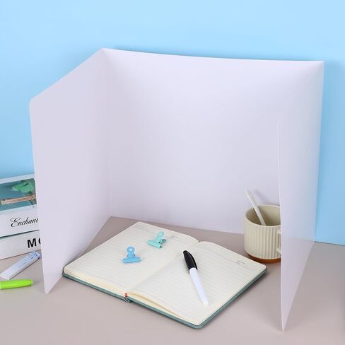 32 Pcs Privacy Boards for Student Desks Paper White Blank Classroom Desk Divider Trifold Table Desk Privacy Panel Testing Boards Privacy Folders Screen Partition for School Teacher Student Home in Kuwait