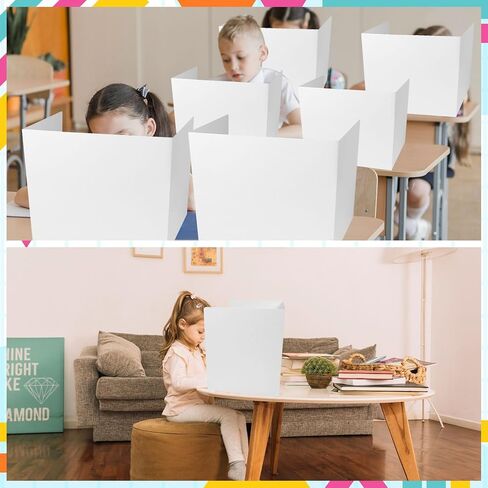 32 Pcs Privacy Boards for Student Desks Paper White Blank Classroom Desk Divider Trifold Table Desk Privacy Panel Testing Boards Privacy Folders Screen Partition for School Teacher Student Home in Kuwait