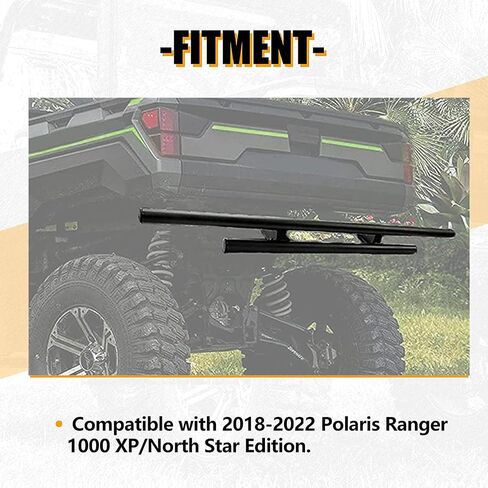 KUAFU Rear Bumper Guard Compatible with 2018-2022 Polaris Ranger 1000 XP/North Star Edition Double-Tube Rear Bumper Brush Guard Wrinkle in Saudi Arabia