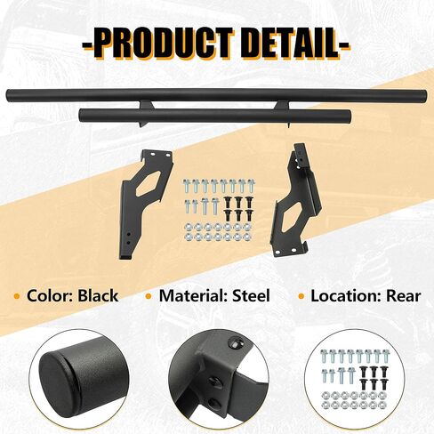 KUAFU Rear Bumper Guard Compatible with 2018-2022 Polaris Ranger 1000 XP/North Star Edition Double-Tube Rear Bumper Brush Guard Wrinkle in Saudi Arabia