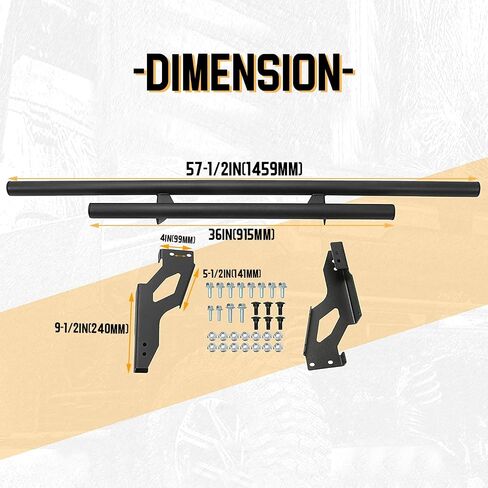 KUAFU Rear Bumper Guard Compatible with 2018-2022 Polaris Ranger 1000 XP/North Star Edition Double-Tube Rear Bumper Brush Guard Wrinkle in Saudi Arabia
