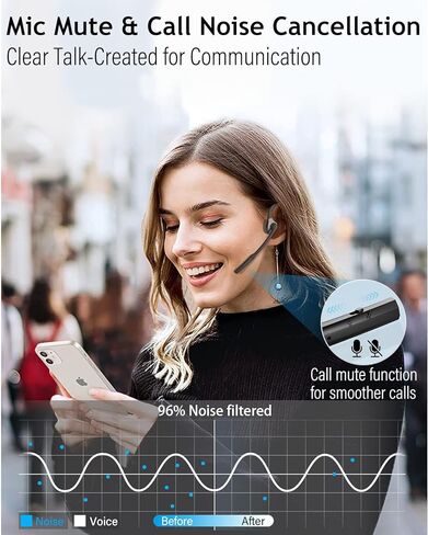 MONODEAL Bone Conduction Headphones with Mic,Open Ear Headphones Wireless Bluetooth 5.1/Mute Function/Multi-Point Capable,Air Conduction Headphones with Noise Canceling Mic,for Driving Home Office in Kuwait