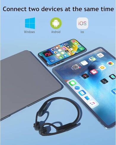 MONODEAL Bone Conduction Headphones with Mic,Open Ear Headphones Wireless Bluetooth 5.1/Mute Function/Multi-Point Capable,Air Conduction Headphones with Noise Canceling Mic,for Driving Home Office in Kuwait