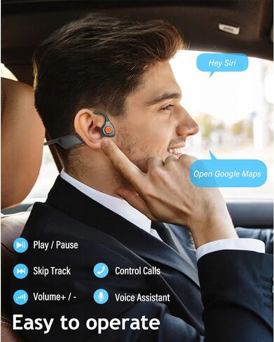 MONODEAL Bone Conduction Headphones with Mic,Open Ear Headphones Wireless Bluetooth 5.1/Mute Function/Multi-Point Capable,Air Conduction Headphones with Noise Canceling Mic,for Driving Home Office in Kuwait