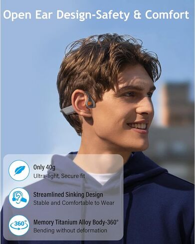 MONODEAL Bone Conduction Headphones with Mic,Open Ear Headphones Wireless Bluetooth 5.1/Mute Function/Multi-Point Capable,Air Conduction Headphones with Noise Canceling Mic,for Driving Home Office in Kuwait