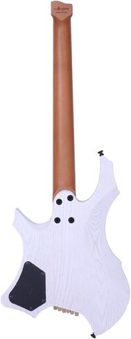 Headless Electric Guitar for Travel, 6 String Roasted Solid Ash Body Guitar, Roasted Maple Neck, Jumbo Stainless Steel Oblique Frets, Satin Blue, Black, White (Blue) in Saudi Arabia