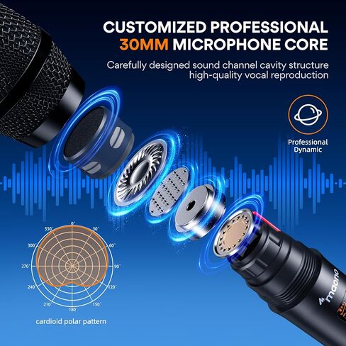 ميكروفون لاسلكي MAONO، ميكروفون ديناميكي لاسلكي محمول باليد UHF، 20 ترددات UHF ميكروفون كاريوكي، ميكروفون لاسلكي للغناء، الكاريوكي، DJ، الغناء، الكنيسة، الكلام، الزفاف، نطاق 262 قدم (WM760 A2) in Kuwait