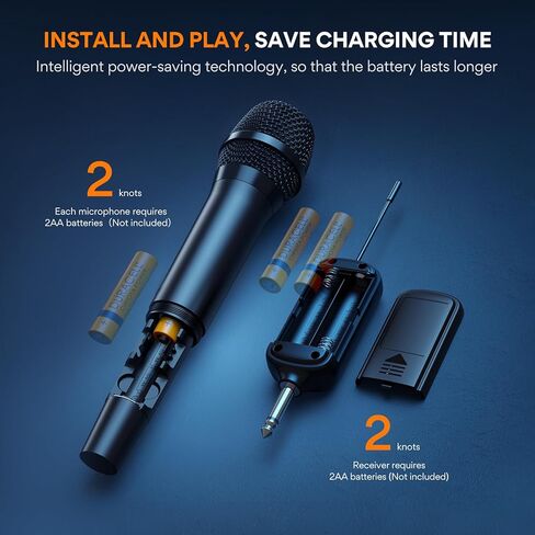 ميكروفون لاسلكي MAONO، ميكروفون ديناميكي لاسلكي محمول باليد UHF، 20 ترددات UHF ميكروفون كاريوكي، ميكروفون لاسلكي للغناء، الكاريوكي، DJ، الغناء، الكنيسة، الكلام، الزفاف، نطاق 262 قدم (WM760 A2) in Kuwait