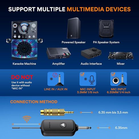 ميكروفون لاسلكي MAONO، ميكروفون ديناميكي لاسلكي محمول باليد UHF، 20 ترددات UHF ميكروفون كاريوكي، ميكروفون لاسلكي للغناء، الكاريوكي، DJ، الغناء، الكنيسة، الكلام، الزفاف، نطاق 262 قدم (WM760 A2) in Kuwait