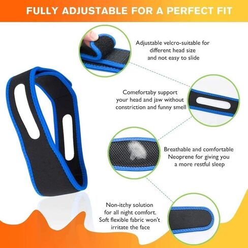 Anti Snoring Chin Strap Anti Snoring Devices Snoring Solution Snore Reducing Sleep Aid to Keep Mouth Closed Adjustable and Breathable Snore Stopper for Men and Women in Kuwait
