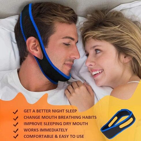 Anti Snoring Chin Strap Anti Snoring Devices Snoring Solution Snore Reducing Sleep Aid to Keep Mouth Closed Adjustable and Breathable Snore Stopper for Men and Women in Kuwait