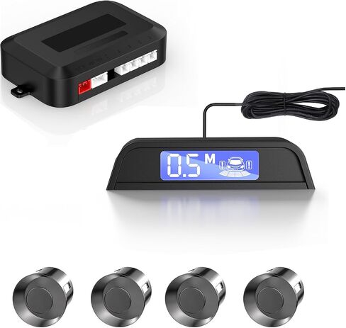 4 Parking Sensors, Compact Screen Distance Display with Sound Warning + 4 Black Parking Sensors for Car Auto Vans RV Trailer in Saudi Arabia