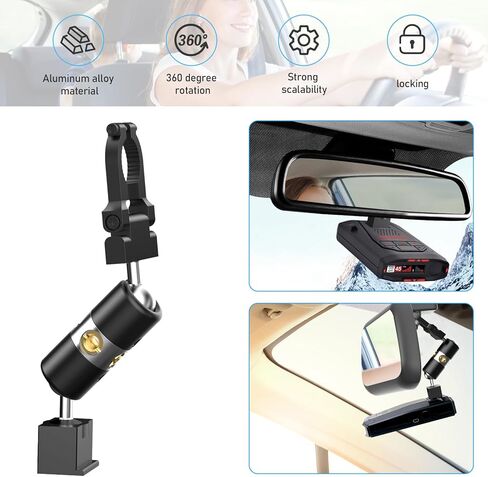 حامل كاشف الرادار، قضيب مرآة الرؤية الخلفية من الألومنيوم، من أجل Escort IX IXc Max 3 Max360C 2020 Max 360 Redline EX Beltronics GT360 Cobra DualPro كاشفات الرادار، مع قاعدة اتصال مغناطيسية EZ in Kuwait