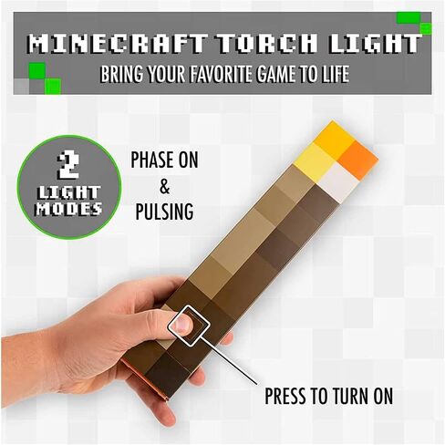 Paladone Minecraft Torch Lamp and Night Light, Wall Mountable or Freestanding, Battery-Powered, Officially Licensed Minecraft Room Decor in Saudi Arabia