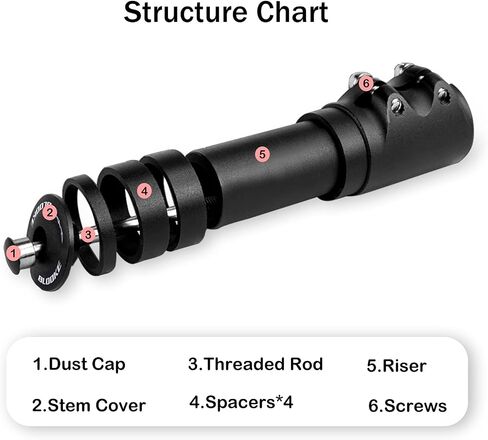 Bike Fork Stem Extender Bicycle Handlebar Stem Riser,Adjustable Aluminium Alloy Head Up Adapter for 1-1/8"Bike Neck Extender Black in Saudi Arabia