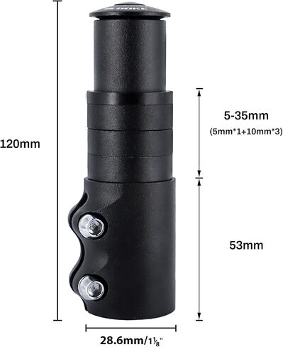 Bike Fork Stem Extender Bicycle Handlebar Stem Riser,Adjustable Aluminium Alloy Head Up Adapter for 1-1/8"Bike Neck Extender Black in Saudi Arabia