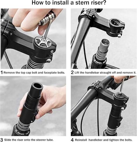 Bike Fork Stem Extender Bicycle Handlebar Stem Riser,Adjustable Aluminium Alloy Head Up Adapter for 1-1/8"Bike Neck Extender Black in Saudi Arabia