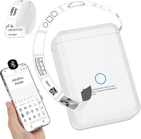 Portable Label Makers for Labeling, White D110 Label Maker Machine with Tape, Multiple Thermal Mini Label Printer Bluetooth Wireless Rechargeable Printer for Home Office Organization in Kuwait