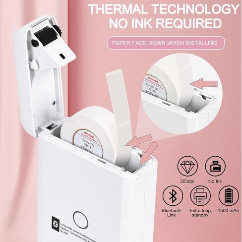 Portable Label Makers for Labeling, White D110 Label Maker Machine with Tape, Multiple Thermal Mini Label Printer Bluetooth Wireless Rechargeable Printer for Home Office Organization in Kuwait