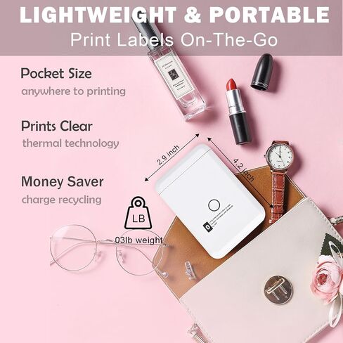 Portable Label Makers for Labeling, White D110 Label Maker Machine with Tape, Multiple Thermal Mini Label Printer Bluetooth Wireless Rechargeable Printer for Home Office Organization in Kuwait