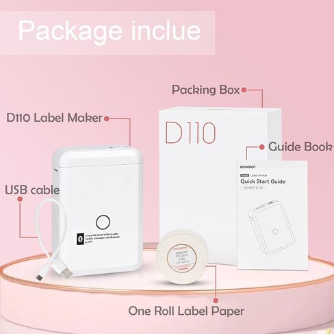 Portable Label Makers for Labeling, White D110 Label Maker Machine with Tape, Multiple Thermal Mini Label Printer Bluetooth Wireless Rechargeable Printer for Home Office Organization in Kuwait