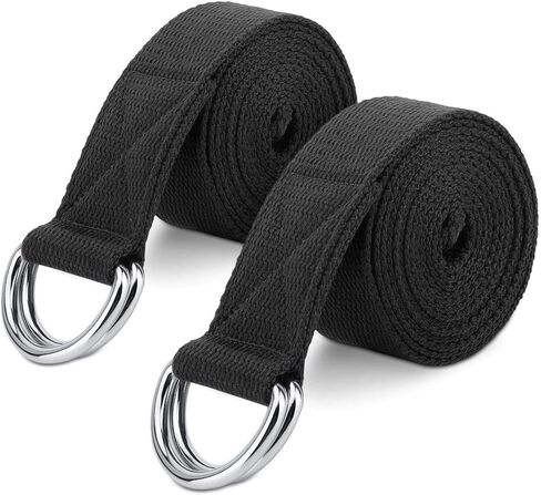 MoKo Yoga Strap Belt [2 Pack], Stretching Exercise Fitness Bands 6ft, Made with Durable Cotton Soft with Metal D-Ring Buckle, Best for Holding Poses, Physical Therapy, Pilates, Increase Flexibility in Saudi Arabia