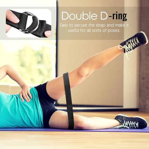 MoKo Yoga Strap Belt [2 Pack], Stretching Exercise Fitness Bands 6ft, Made with Durable Cotton Soft with Metal D-Ring Buckle, Best for Holding Poses, Physical Therapy, Pilates, Increase Flexibility in Saudi Arabia