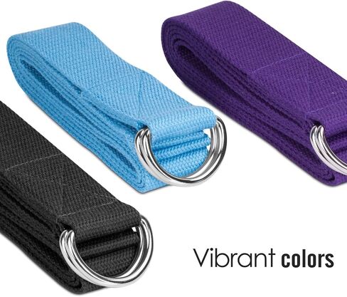 MoKo Yoga Strap Belt [2 Pack], Stretching Exercise Fitness Bands 6ft, Made with Durable Cotton Soft with Metal D-Ring Buckle, Best for Holding Poses, Physical Therapy, Pilates, Increase Flexibility in Saudi Arabia