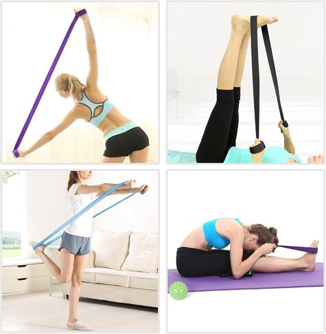 MoKo Yoga Strap Belt [2 Pack], Stretching Exercise Fitness Bands 6ft, Made with Durable Cotton Soft with Metal D-Ring Buckle, Best for Holding Poses, Physical Therapy, Pilates, Increase Flexibility in Saudi Arabia