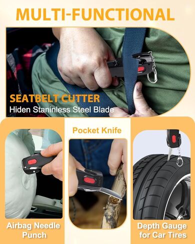 Stocking Stuffers Gifts for Men Women Window Breaker - Mens Gifts for Christmas UPGRADE 4 IN 1 Car Safety Tools Kit Glass Breaker with Seatbelt Cutter Cool Birthday Gifts for Dad Mom Travel Essentials in Kuwait